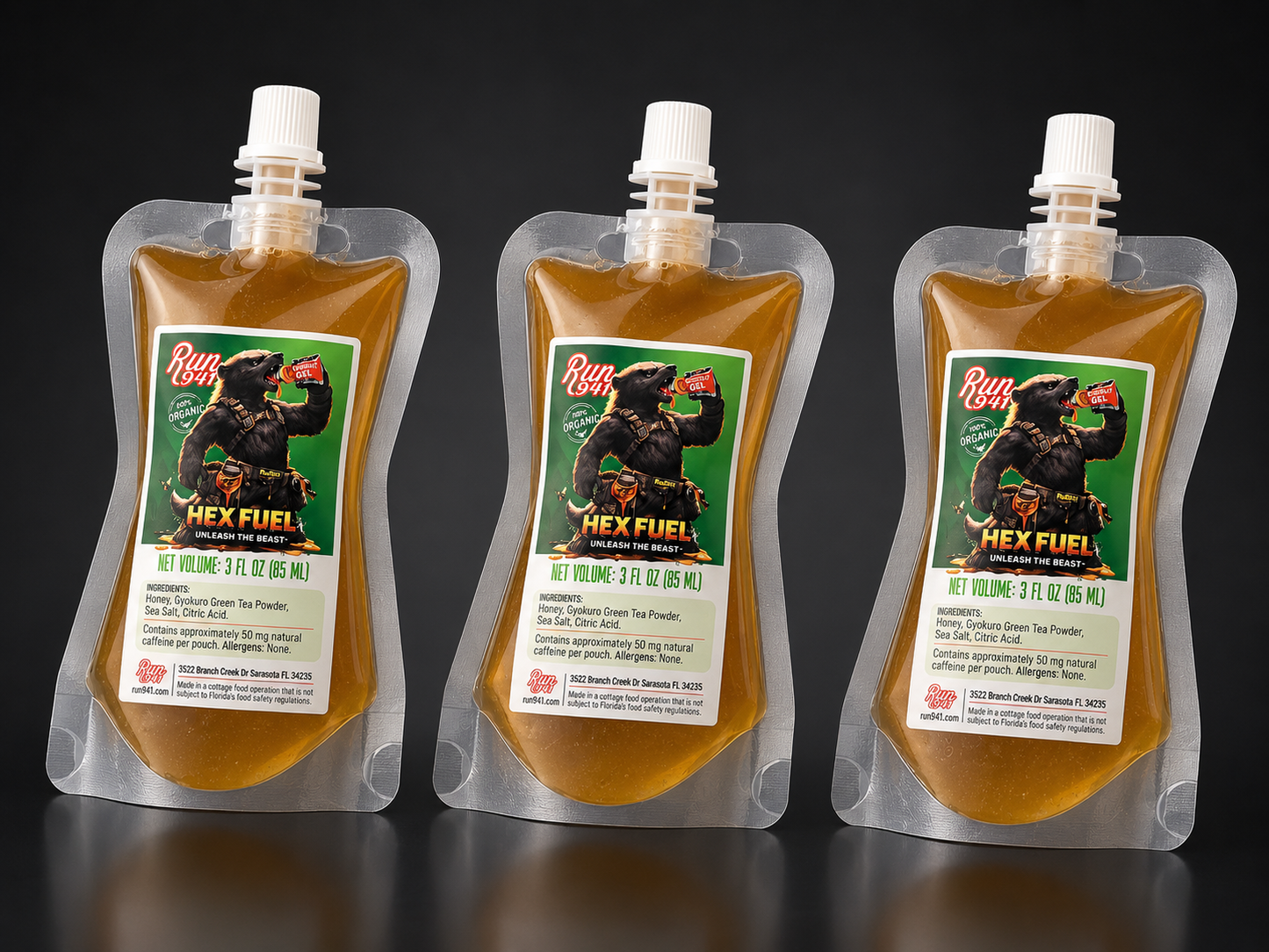 HEX FUEL 3 oz Honey Energy Gel – 4-Pack for $20